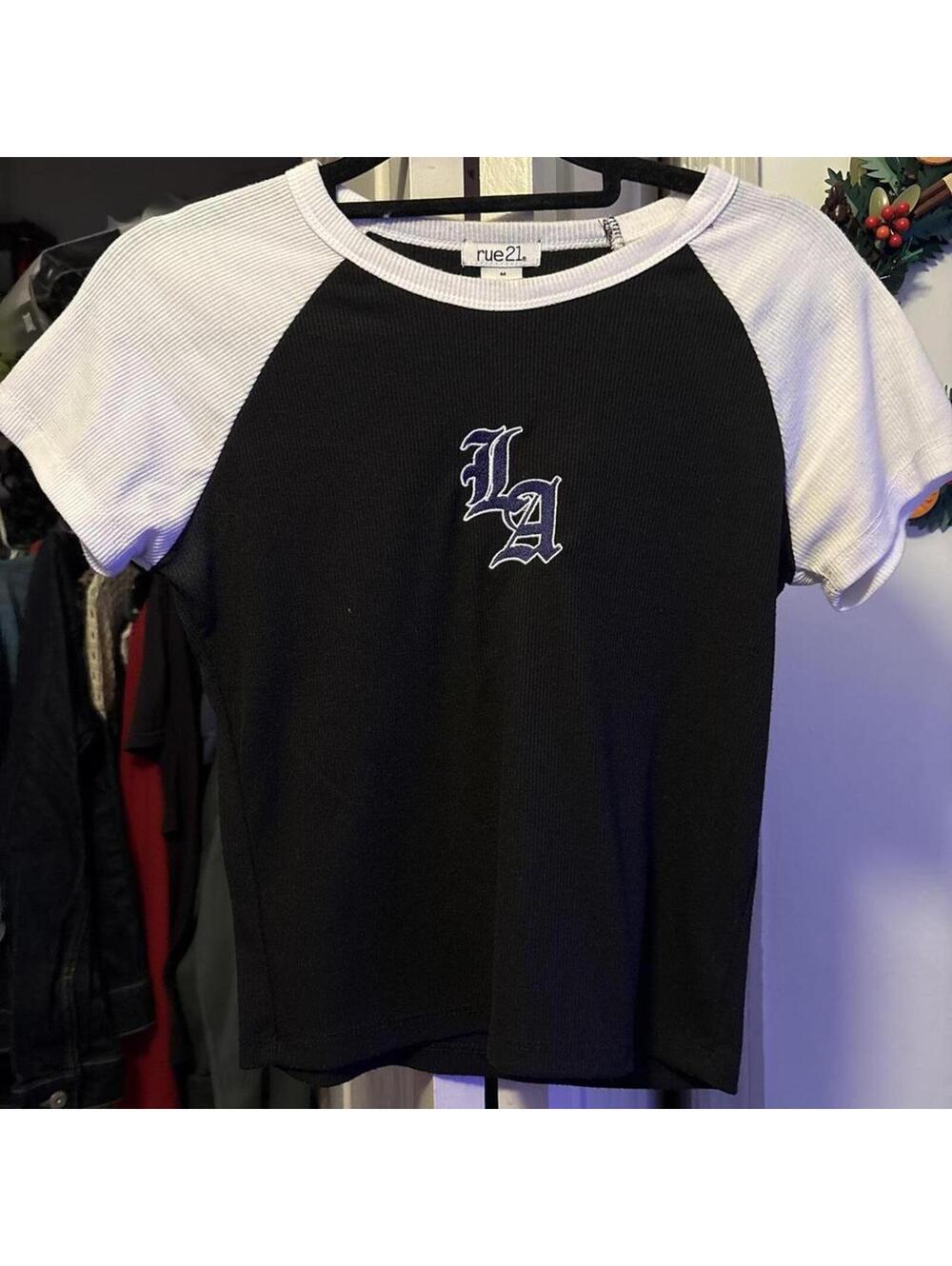 Black and white LA Rue 21 crop top